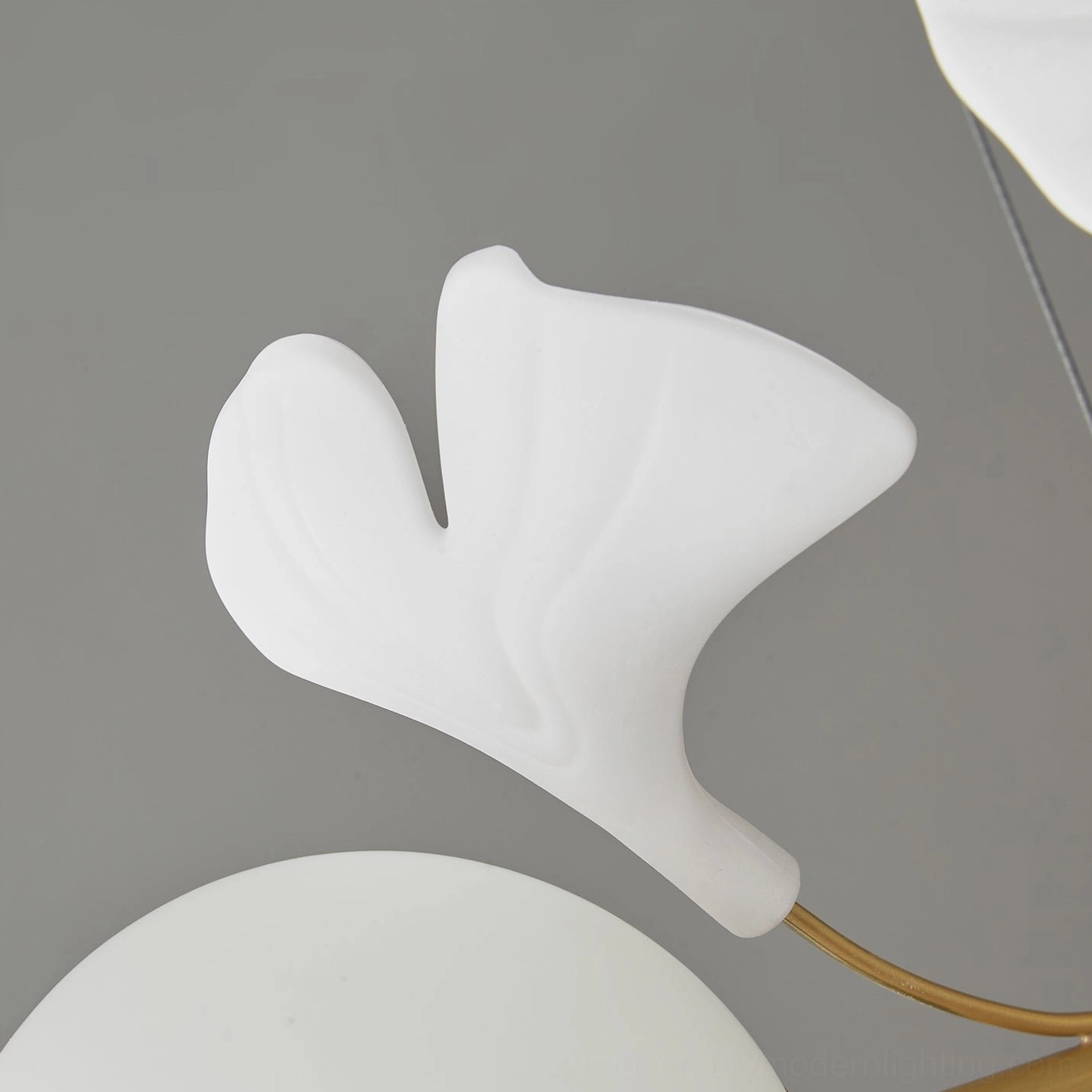 Ginkgo leaf pendant light fixture modern brass frame design