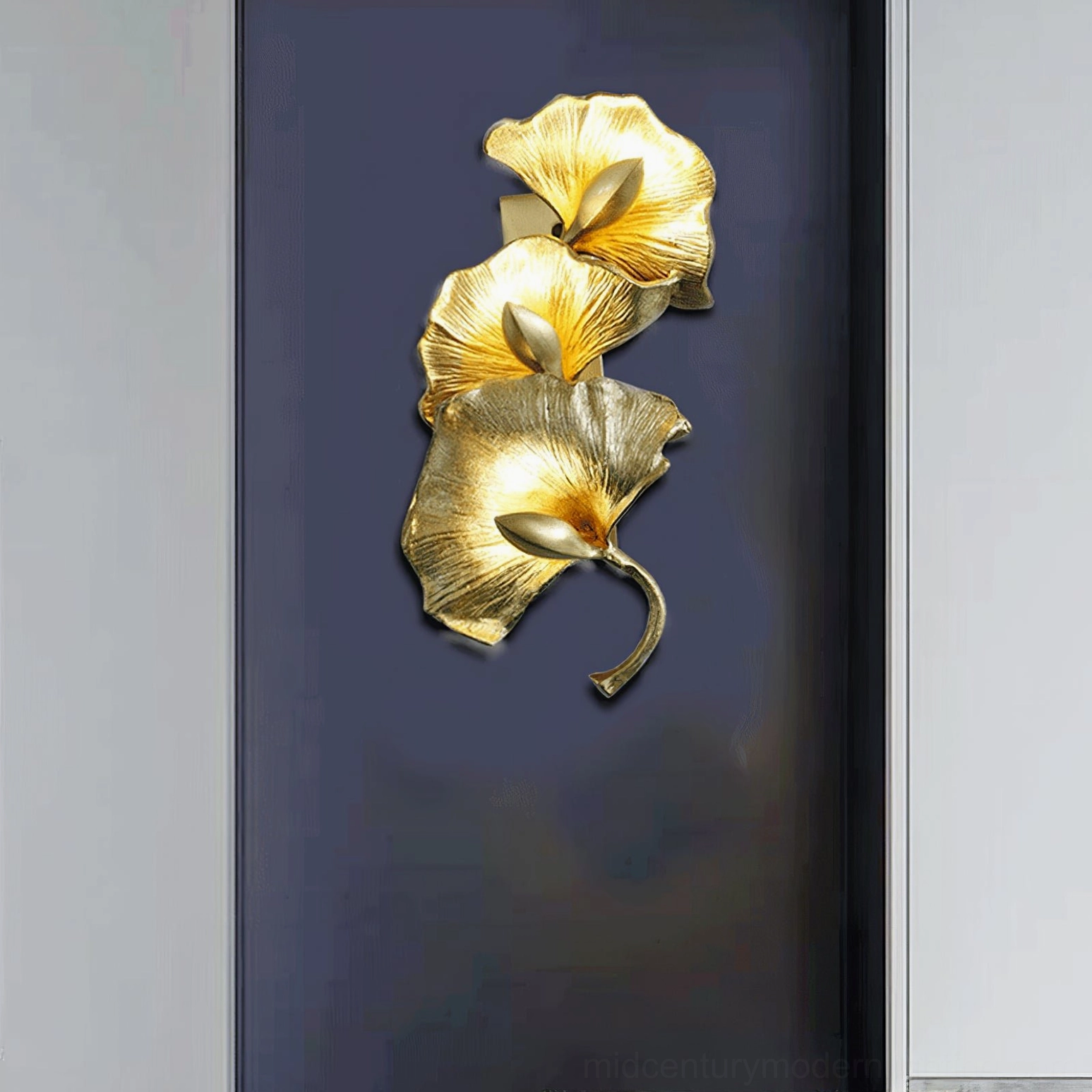 Ginkgo leaf wall lamp architectural integration contemporary home design brass fixture