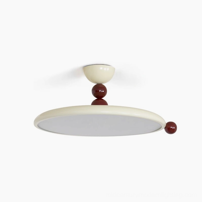 Gino modern flush mount ceiling lamp 19.7 inch diameter, beige and brown finish warm light warm-toned