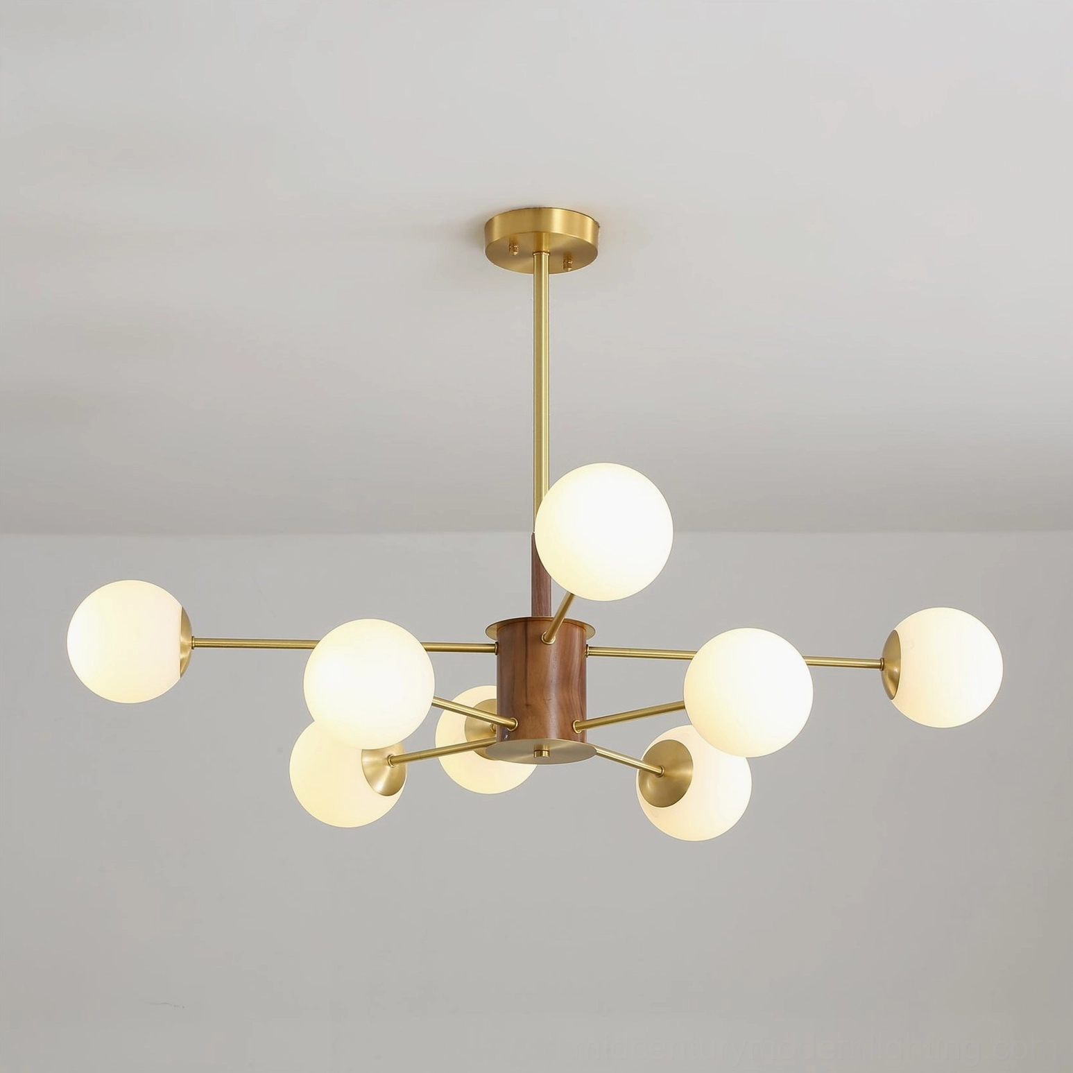Gino glass chandelier 6-head configuration compact size mid-century modern lighting fixture