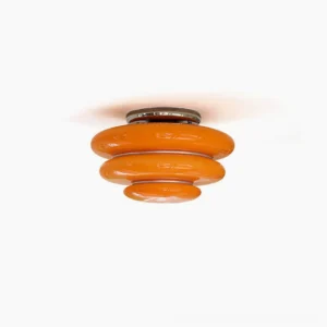 Gispen orange tiered ceiling light front view studio shot mid-century modern lighting fixture
