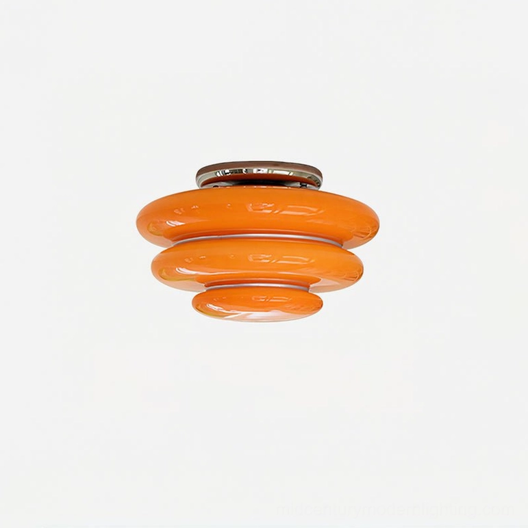 Gispen orange tiered ceiling light full product detail polished chrome orange glass