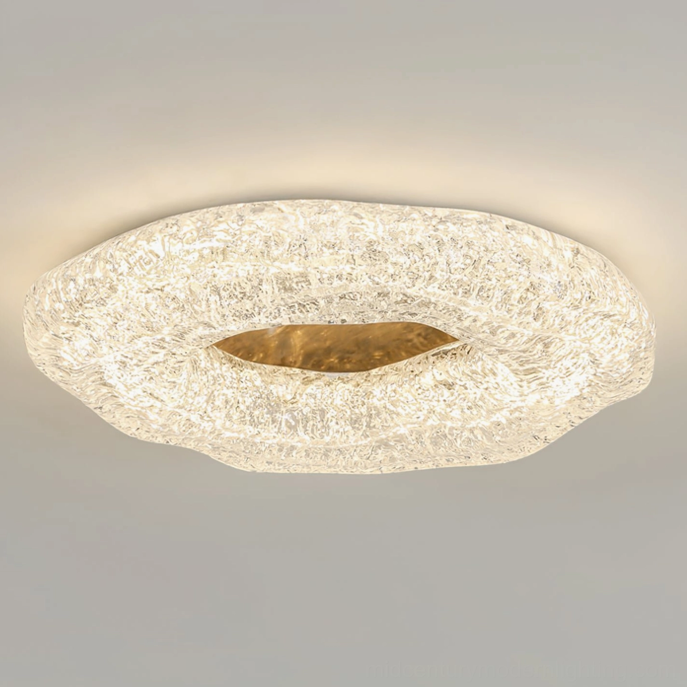 Glacial resin ceiling light product render - black finish detail view