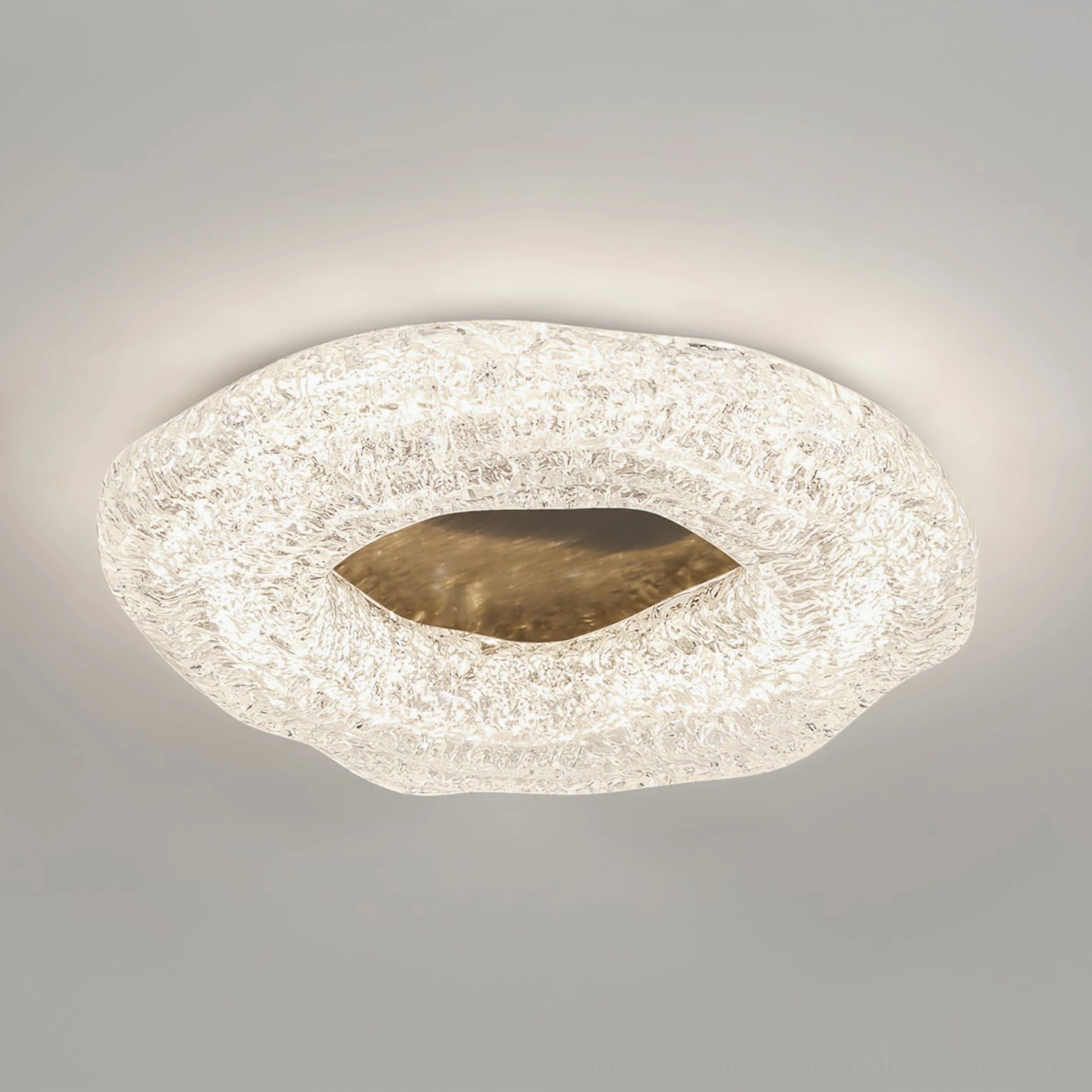 Glacial resin flush mount light - remote control dimmer compatibility showcase