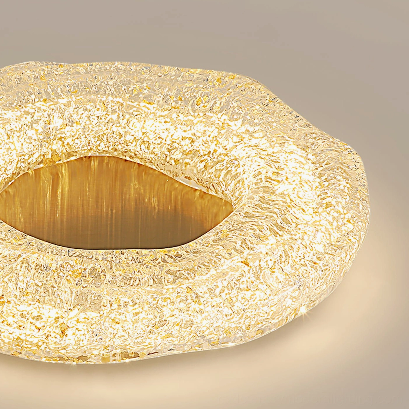 Gold finish glacial ceiling light - luxury modern lighting fixture detail
