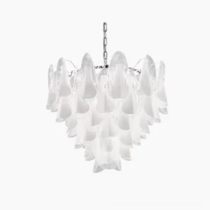 Glacier Murano glass chandelier luxury pendant light front view studio photography