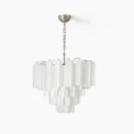 Glacier Tubular Chandelier frosted glass tiered design front view studio photography
