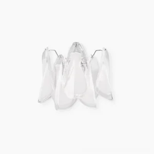 Glacier modern glass wall lamp with frosted white and clear dual-tone petal design, front flat studio view