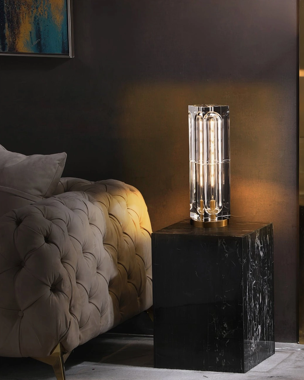 Glacon Cylinder crystal lamp tall architectural statement form