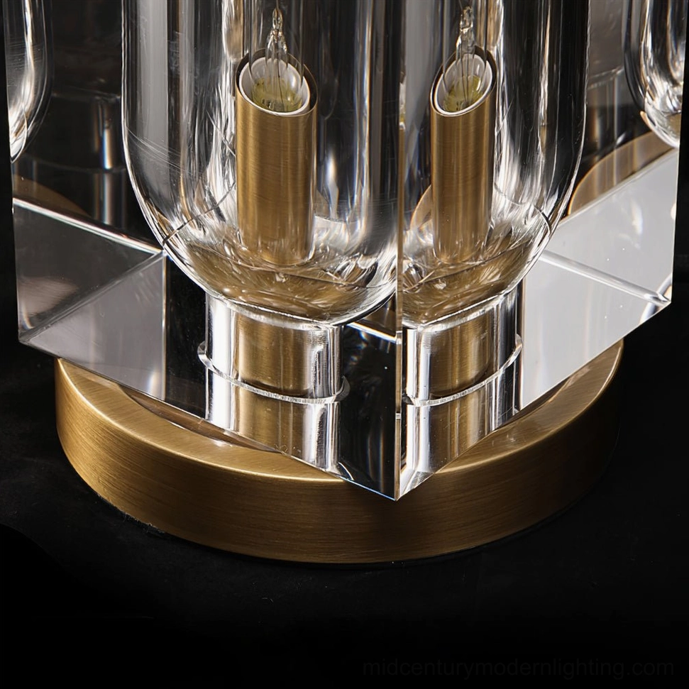 Glacon crystal table lamp unlit showing sculptural form and transparency