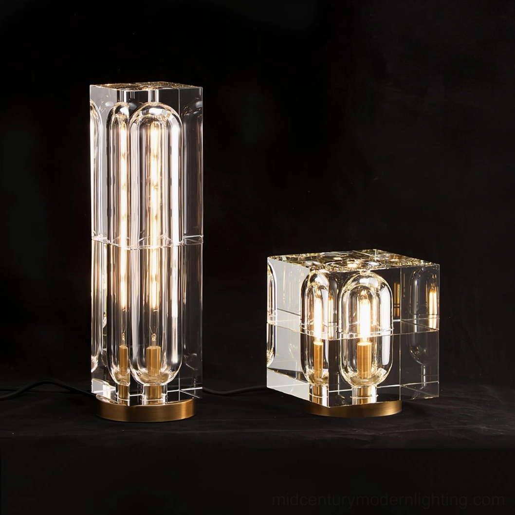 Glacon crystal table lamp warm white filament bulbs clear E14 style