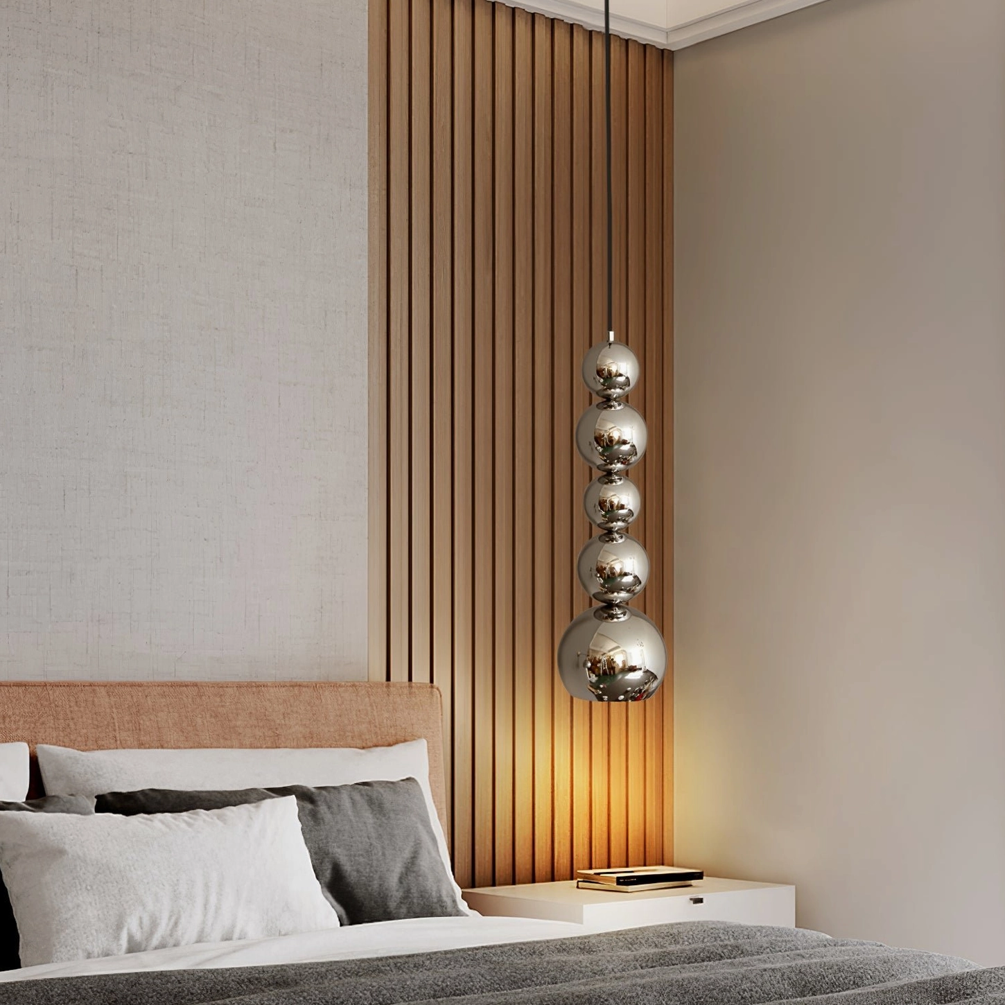 Globe pendant lighting fixture showing architectural integration in contemporary interior space