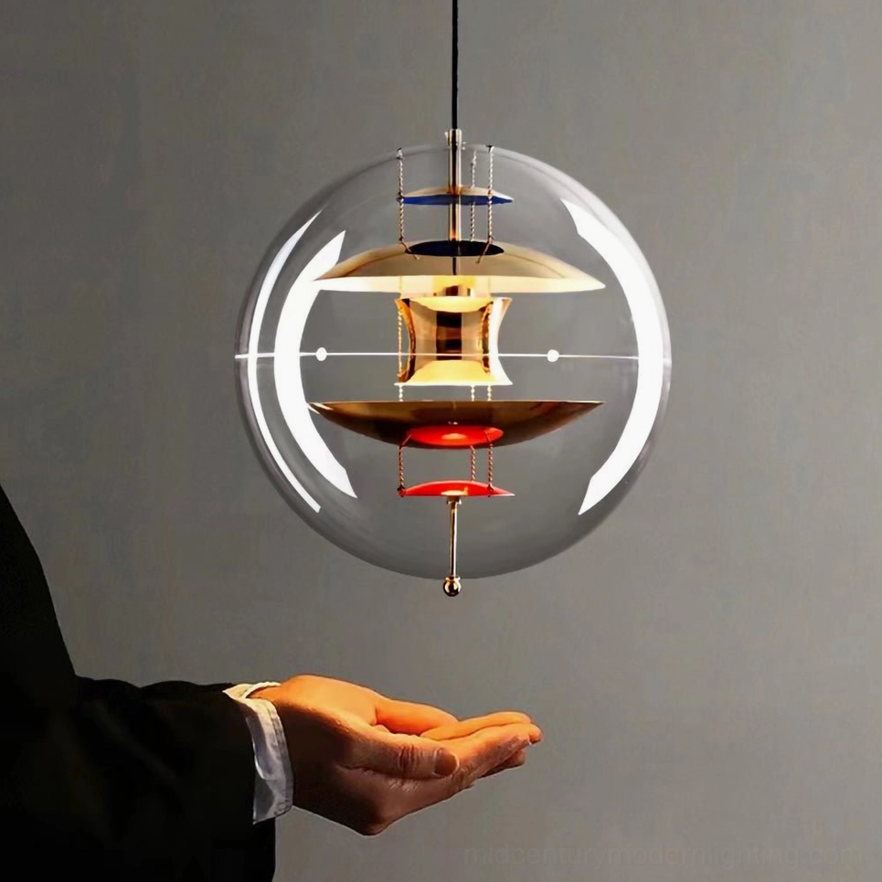 Globe pendant lamp installation example in contemporary home architecture