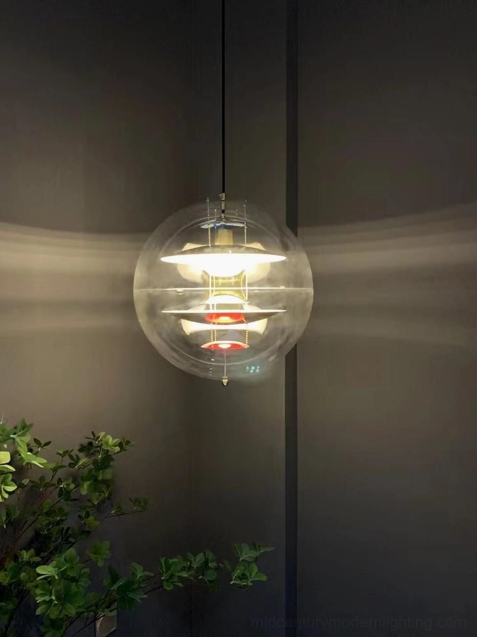 Modern globe suspension pendant available in white, gold, chrome, and two-tone finishes