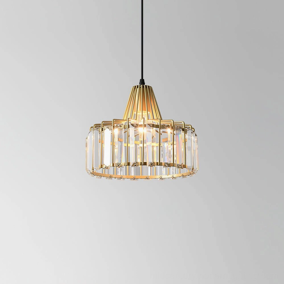 Gold crystal pendant lamp variant showing warm luxury finish with clear crystal accents
