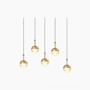 Gold spherical glass pendant chandelier with transparent and opaque dual-finish design modern mid-century lighting