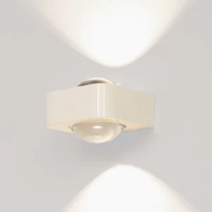 Grace LED wall lamp in cream color, close-up detail view
