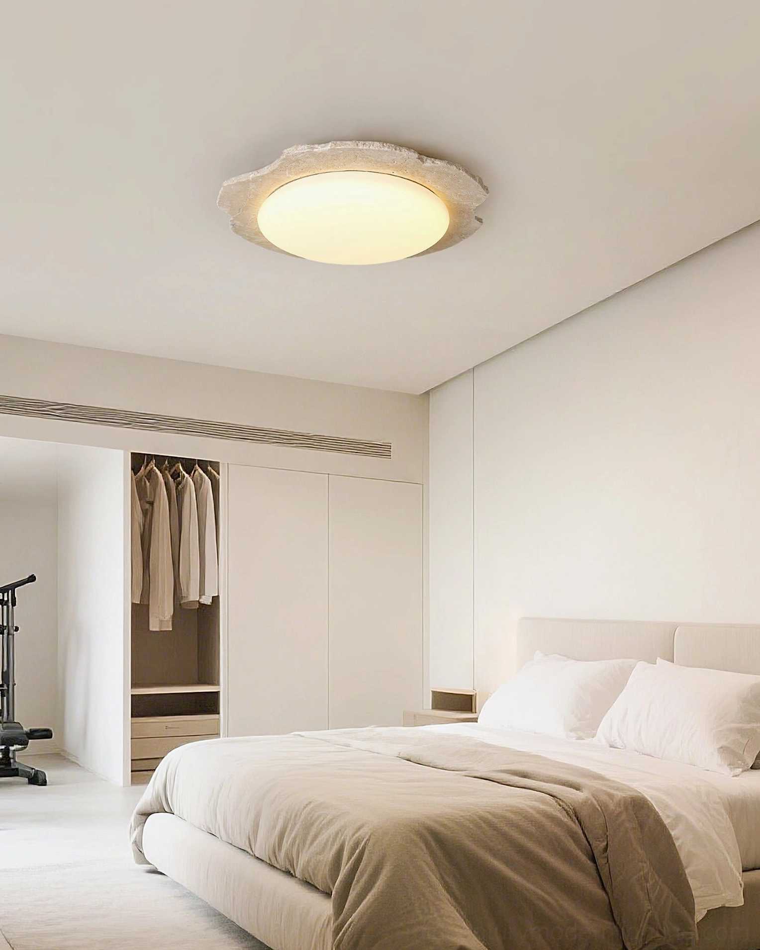 Gracie Ceiling Light Overhead View in Contemporary Minimalist Home with Wooden Wardrobe