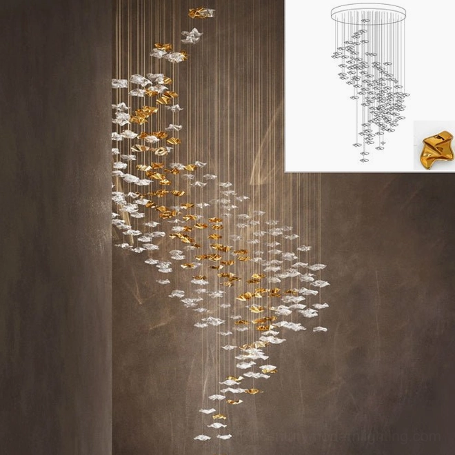 Grand round canopy fluid glass chandelier 148cm diameter 285 elements luxury installation