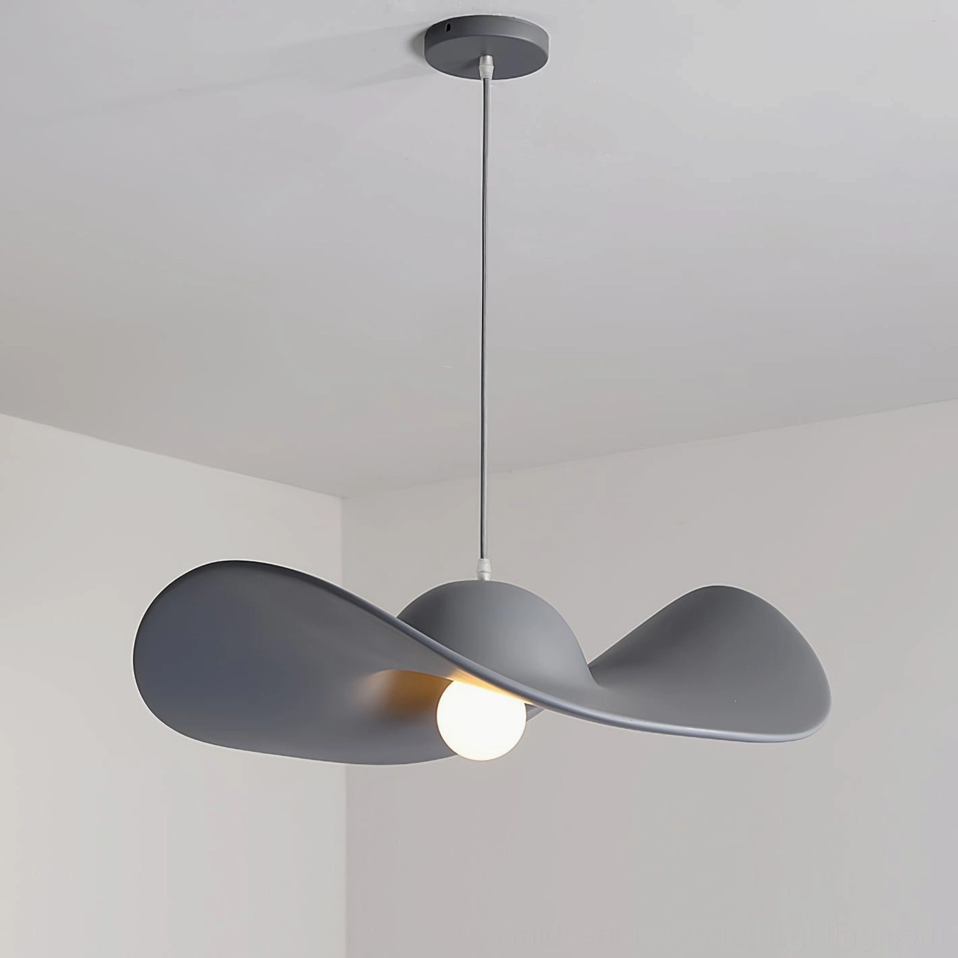 Gray matte finish hat pendant light for contemporary industrial interiors