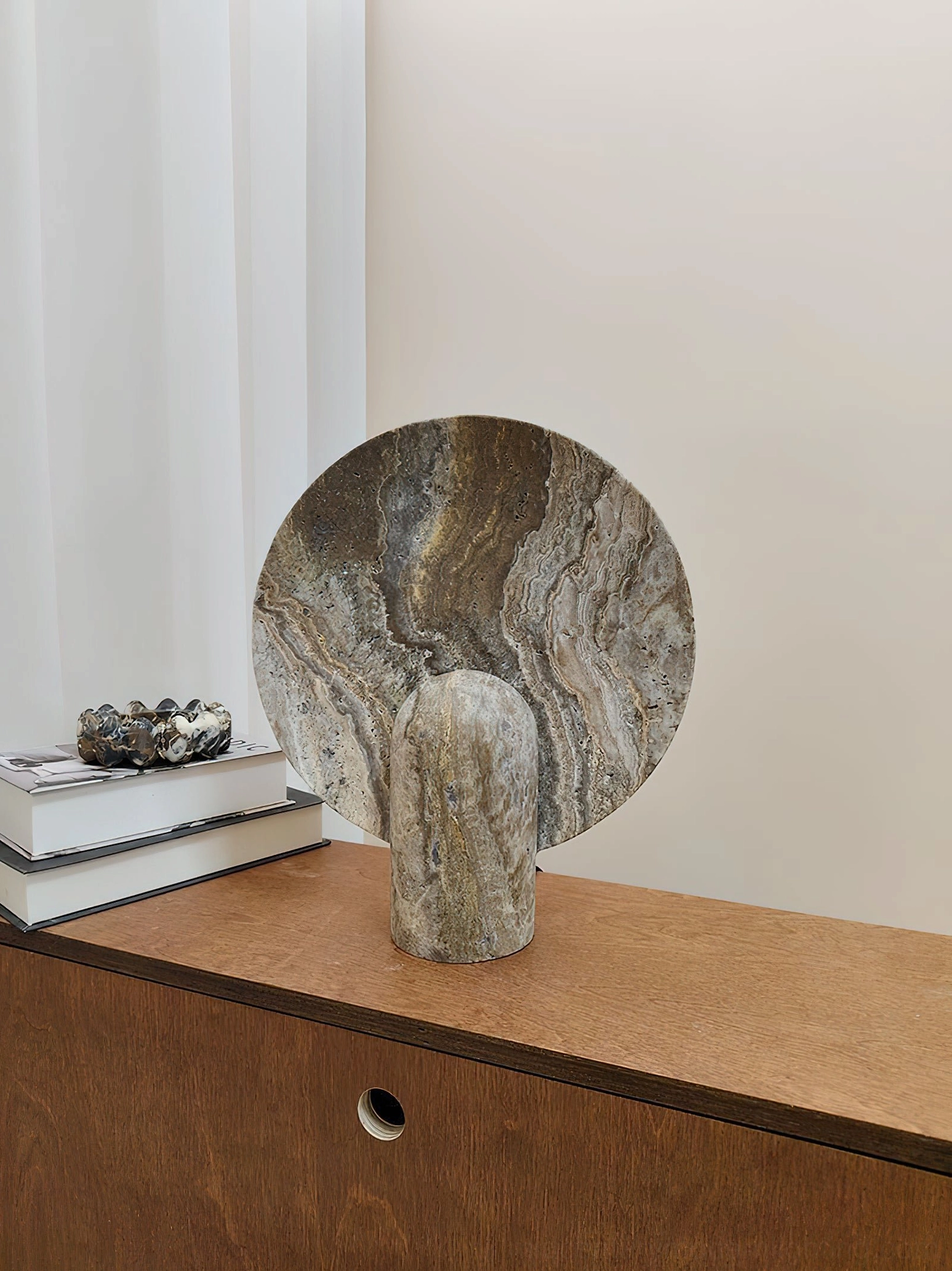 Green onyx marble table lamp variant showing unique soft veining and sophisticated colorway for upscale interior design