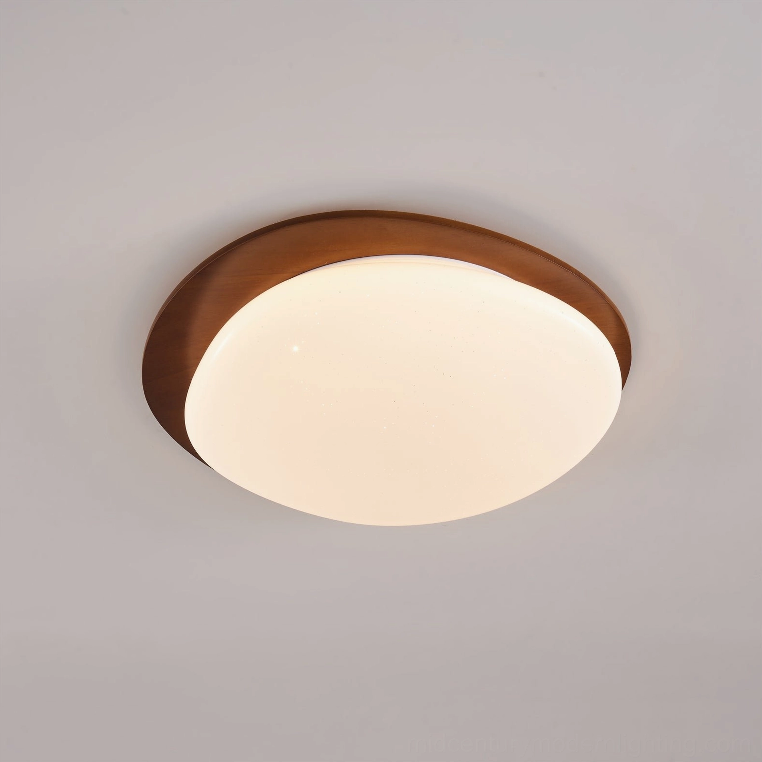Gregg compact 18W ceiling lamp with light natural wood frame, bedroom entryway hallway accent fixture