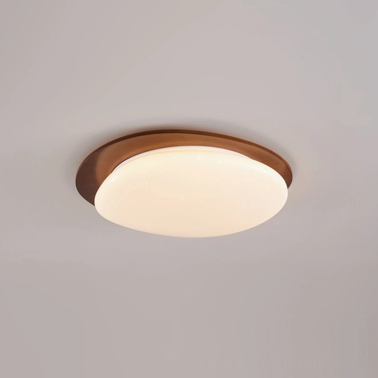 Gregg compact 35cm walnut wood oval ceiling lamp, 18W warm light, hallway entryway application