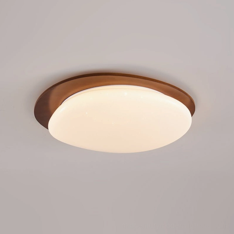 Gregg large 19.7 inch walnut wood and white opaline ceiling lamp, 36W integrated LED warm dimming
