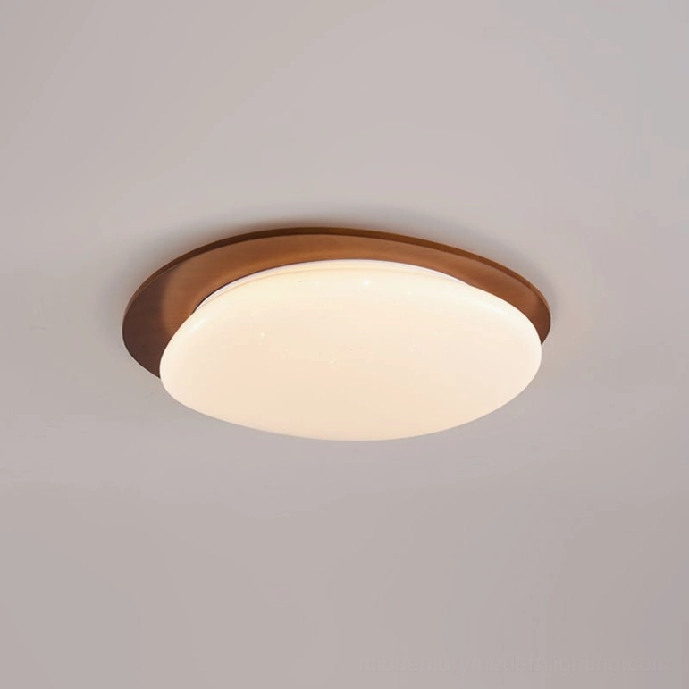 Gregg standard 44cm walnut wood ceiling lamp, 24W integrated warm LED, bedroom dining room fixture