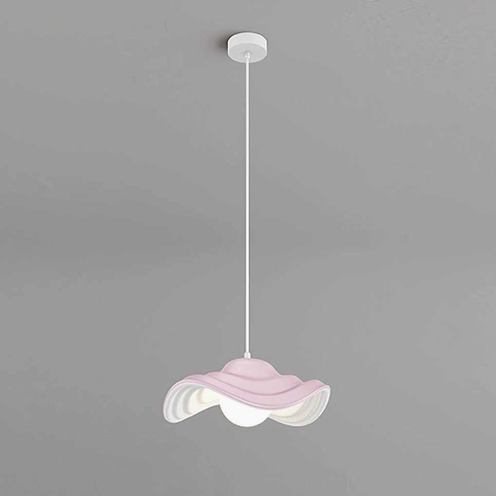 Matte grey wavy pendant light with organic flowing form complementing Scandinavian and contemporary interior design schemes