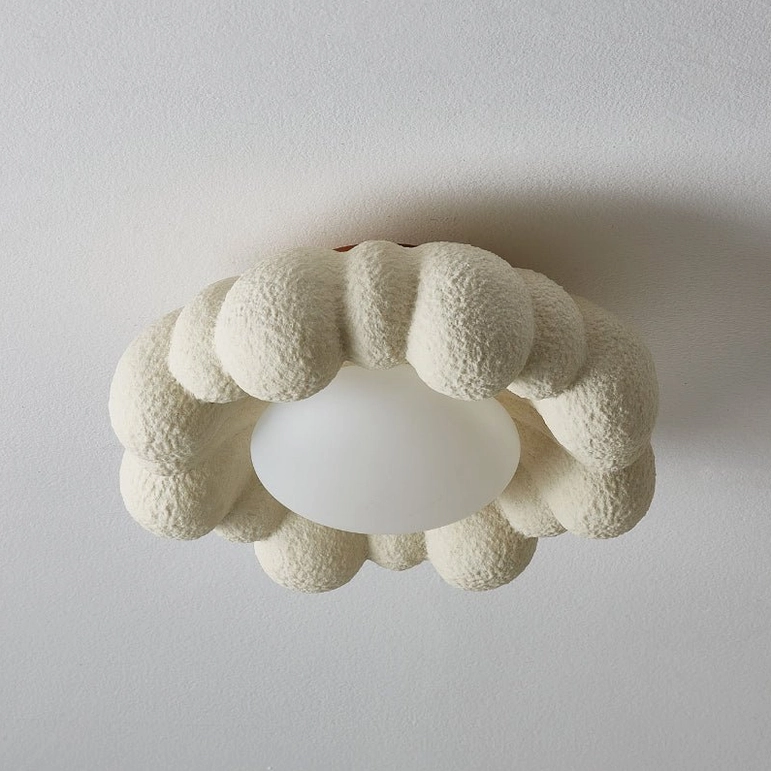 Gross Beige cloud ceiling light fixture, contemporary organic flush mount with integrated warm LED, product display