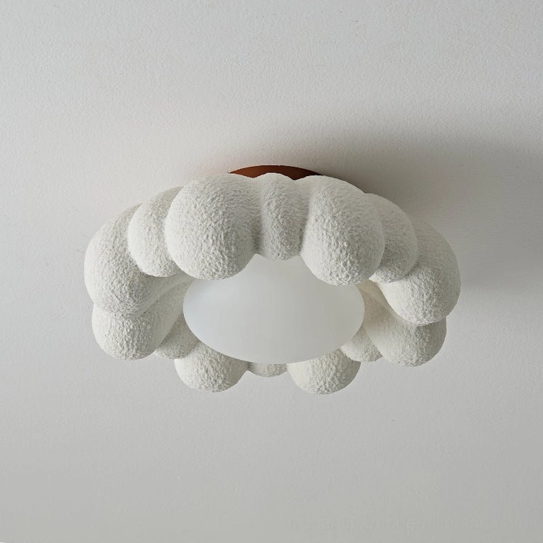 Gross White cloud ceiling light fixture, modern organic flush mount design with integrated warm LED, product showcase