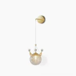 Gypsophila crown wall sconce with hand-blown glass orbs and gold hand-painted details, flat product photography