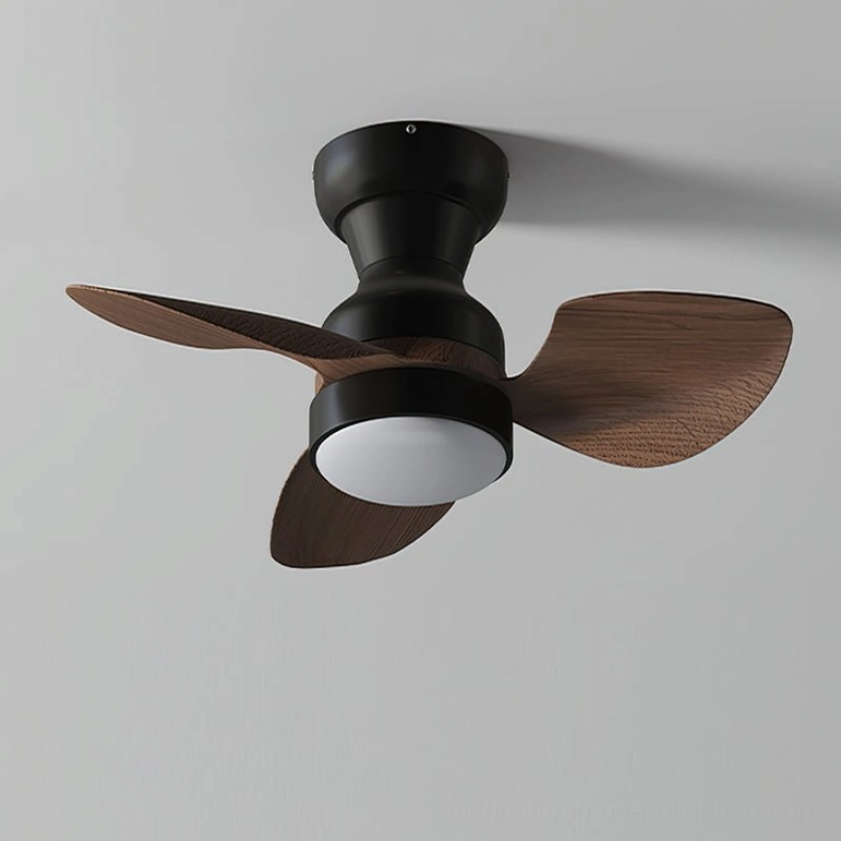 Haiku ceiling fan light matte black walnut finish option, modern minimalist bedroom lighting, quiet DC motor remote controlled
