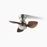 Haiku organic modern ceiling fan light with DC motor, 26-inch blade span, studio front view with flowing curved design on white background