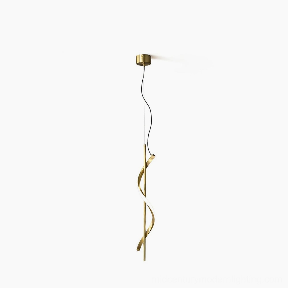 Hamburg spiral pendant lamp collection showing all three finish options: gold, black, and white