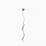 Hamburg spiral pendant lamp in polished gold with three-color LED technology, front studio view showing twisted metal design