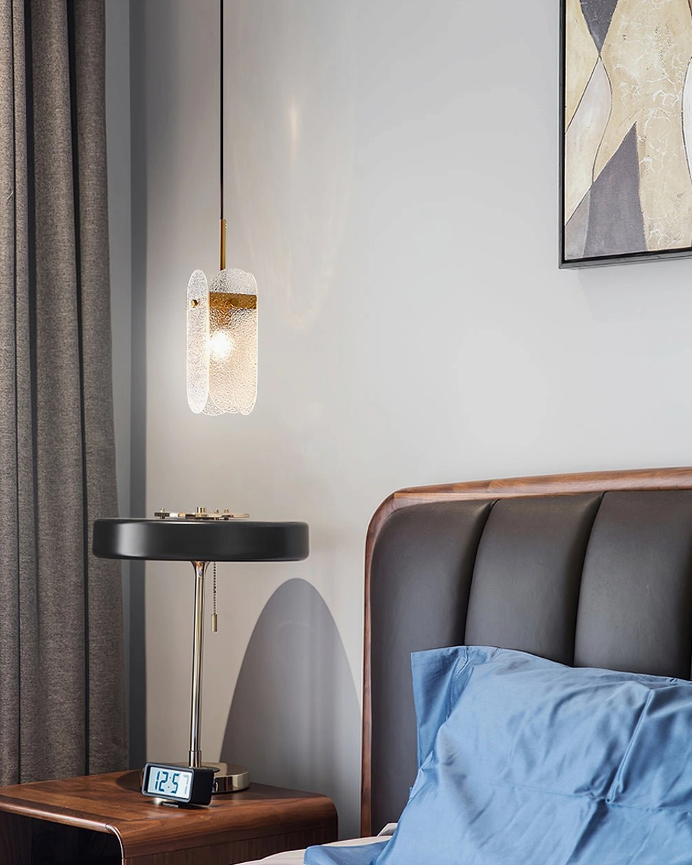 Hanging pendant fixture modern home design brass hardware clear glass