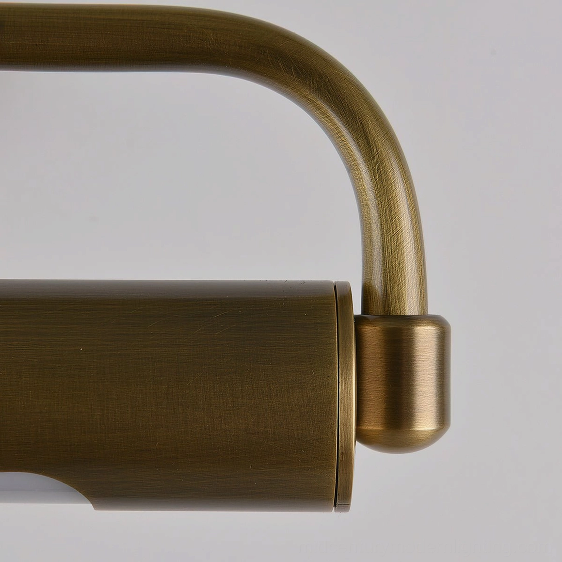 Hardwired wall sconce with gooseneck design, warm light casting downward direction