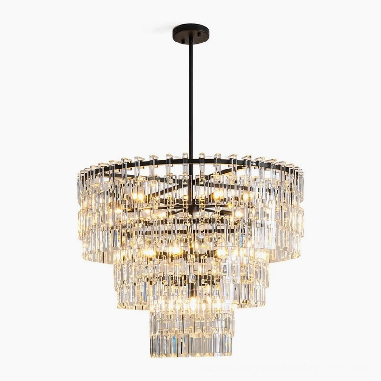 Harlow geometric crystal chandelier matte black and clear crystal complete luxury pendant lighting fixture