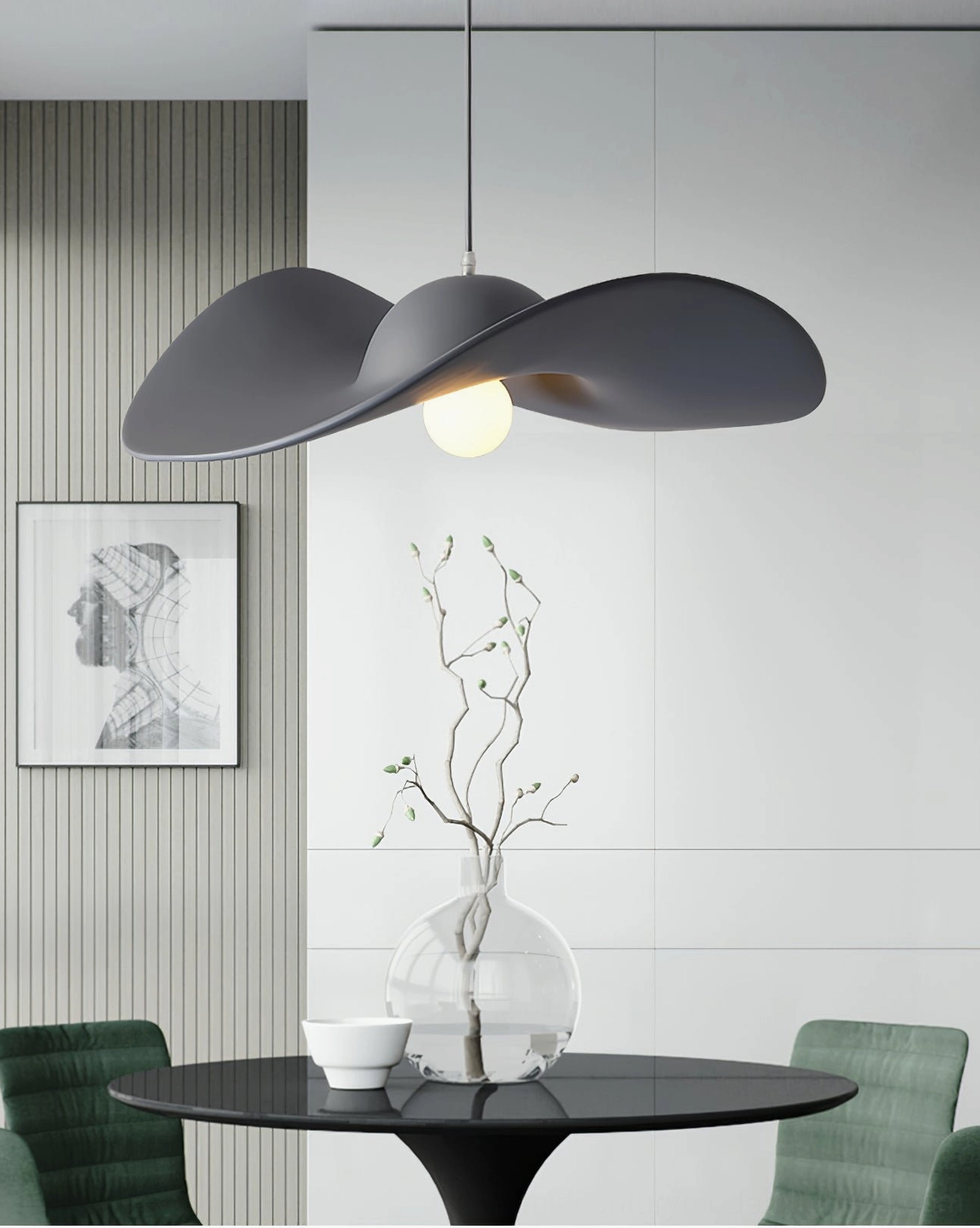 Hat pendant ceiling light showing brim detail and matte surface finish