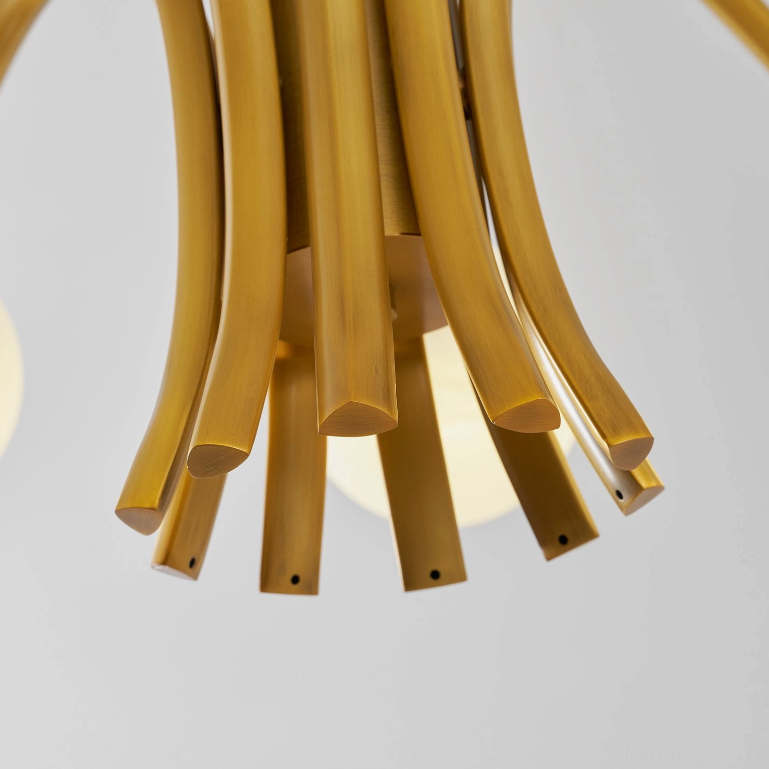 Elegant 10-light Havana chandelier combining brass metalwork with frosted glass diffuser shades