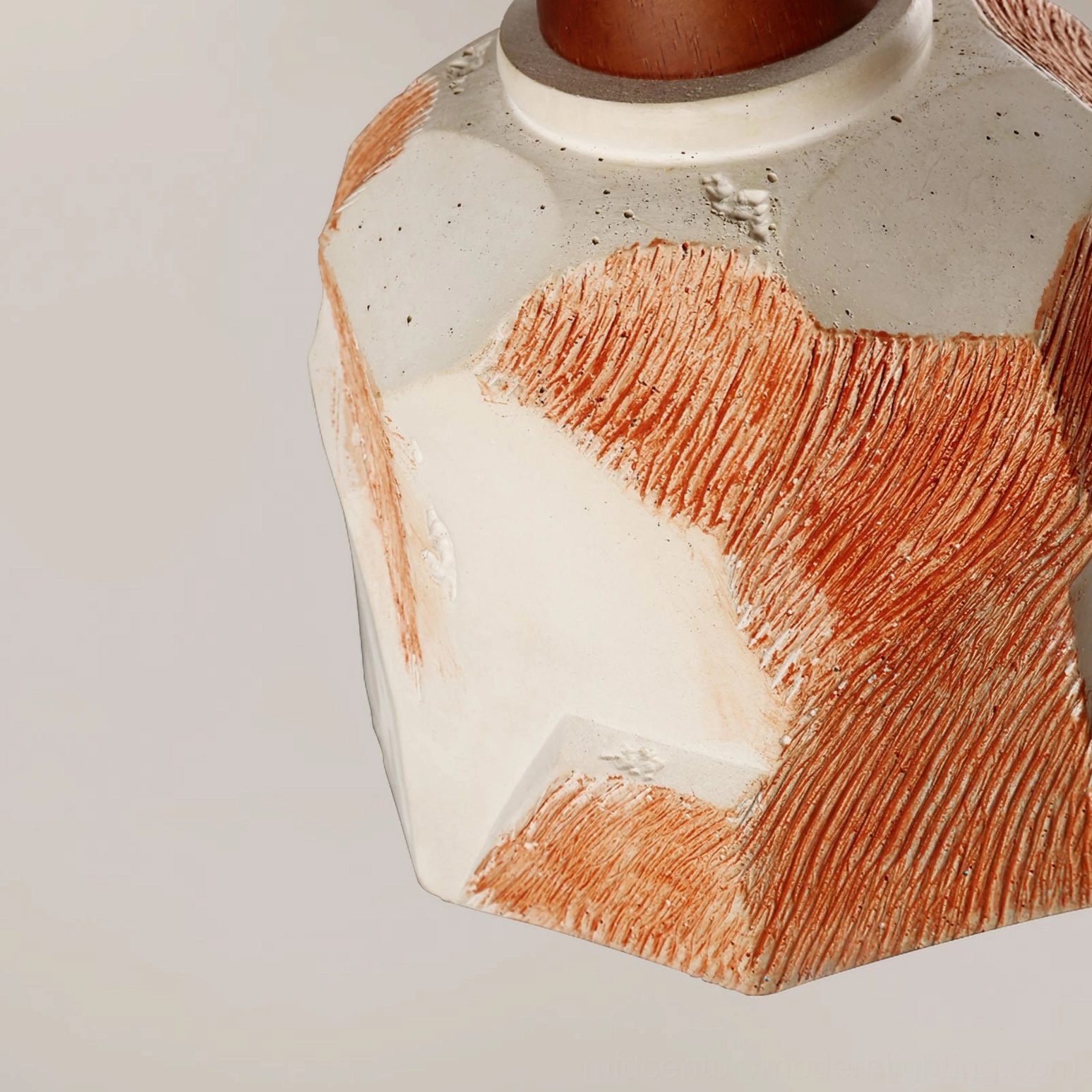 Bottom view of Havre ceramic lampshade showing irregular geometric shape and textured surface finish