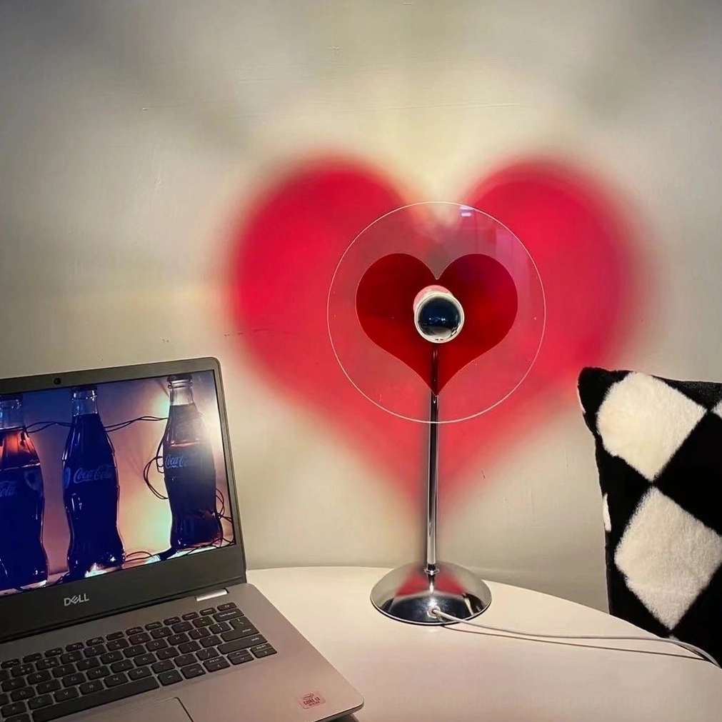 Heart projection lamp in student dorm and first apartment personalization for affordable statement décor