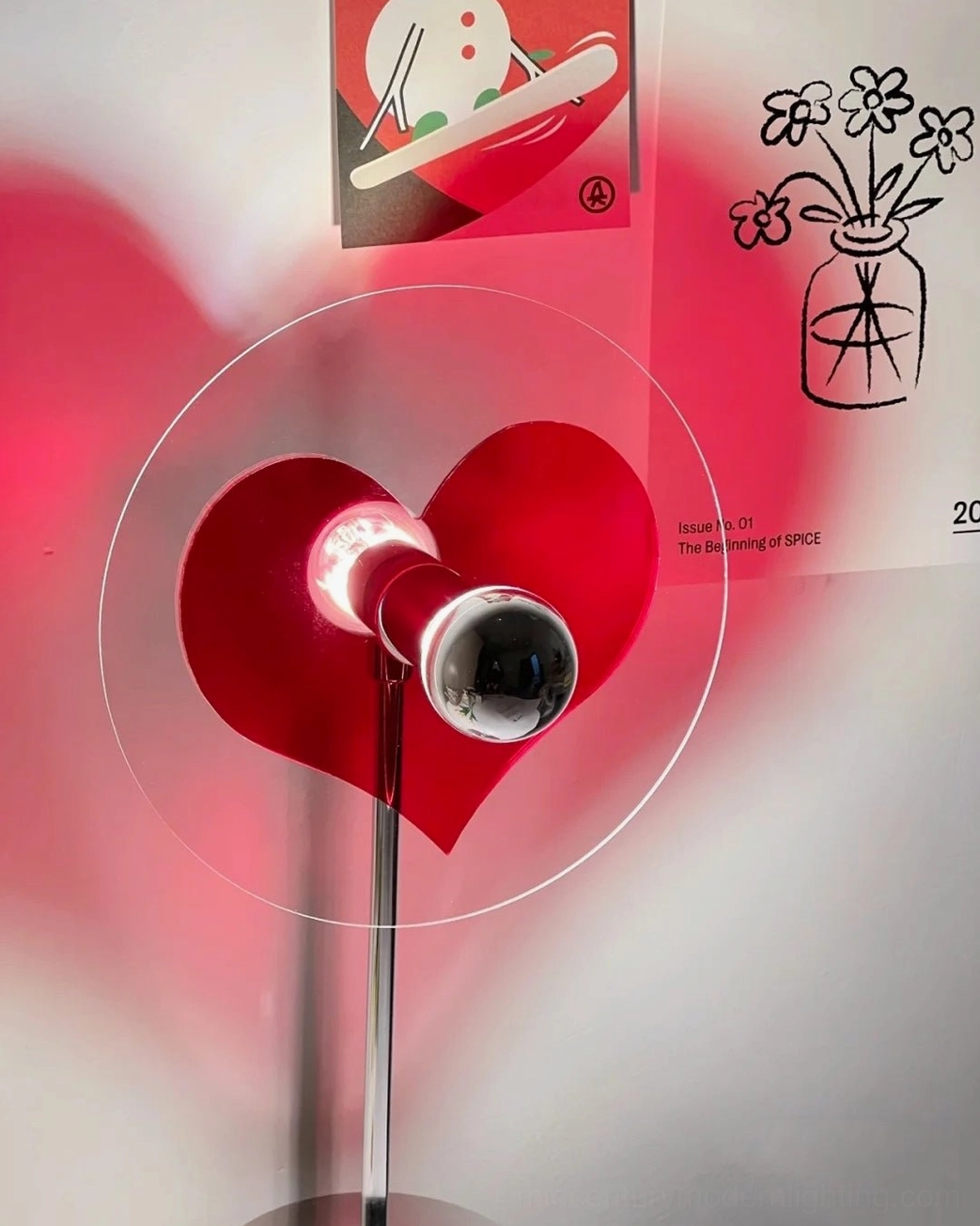 Heart projection lamp showing soft red heart silhouette effect, romantic ambient lighting technology