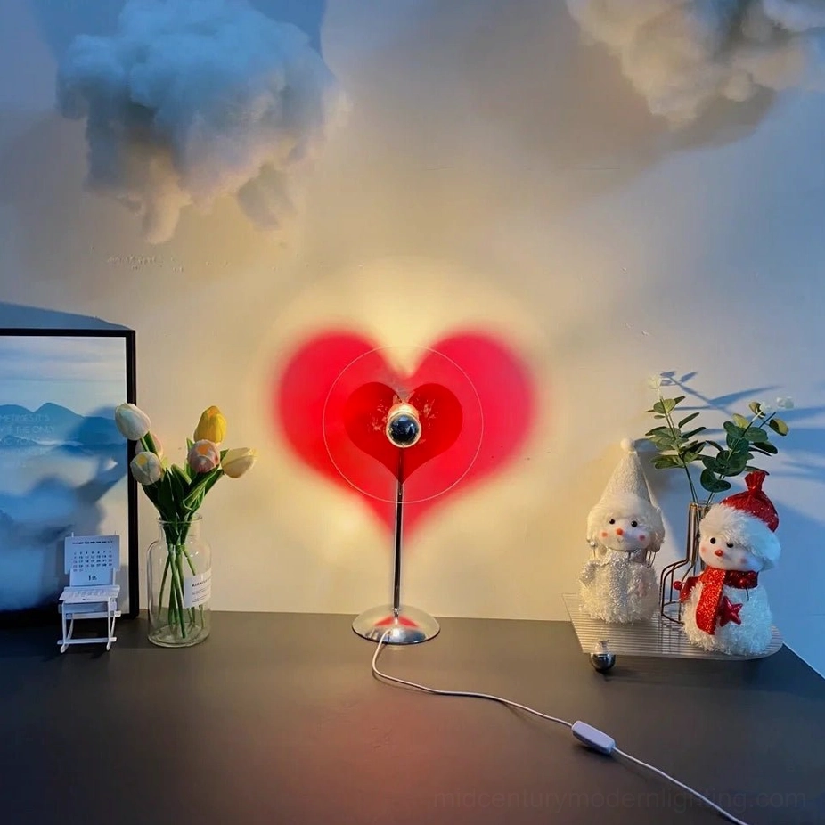 Heart projection lamp with simple touch switch control for convenient one-touch operation and reliability