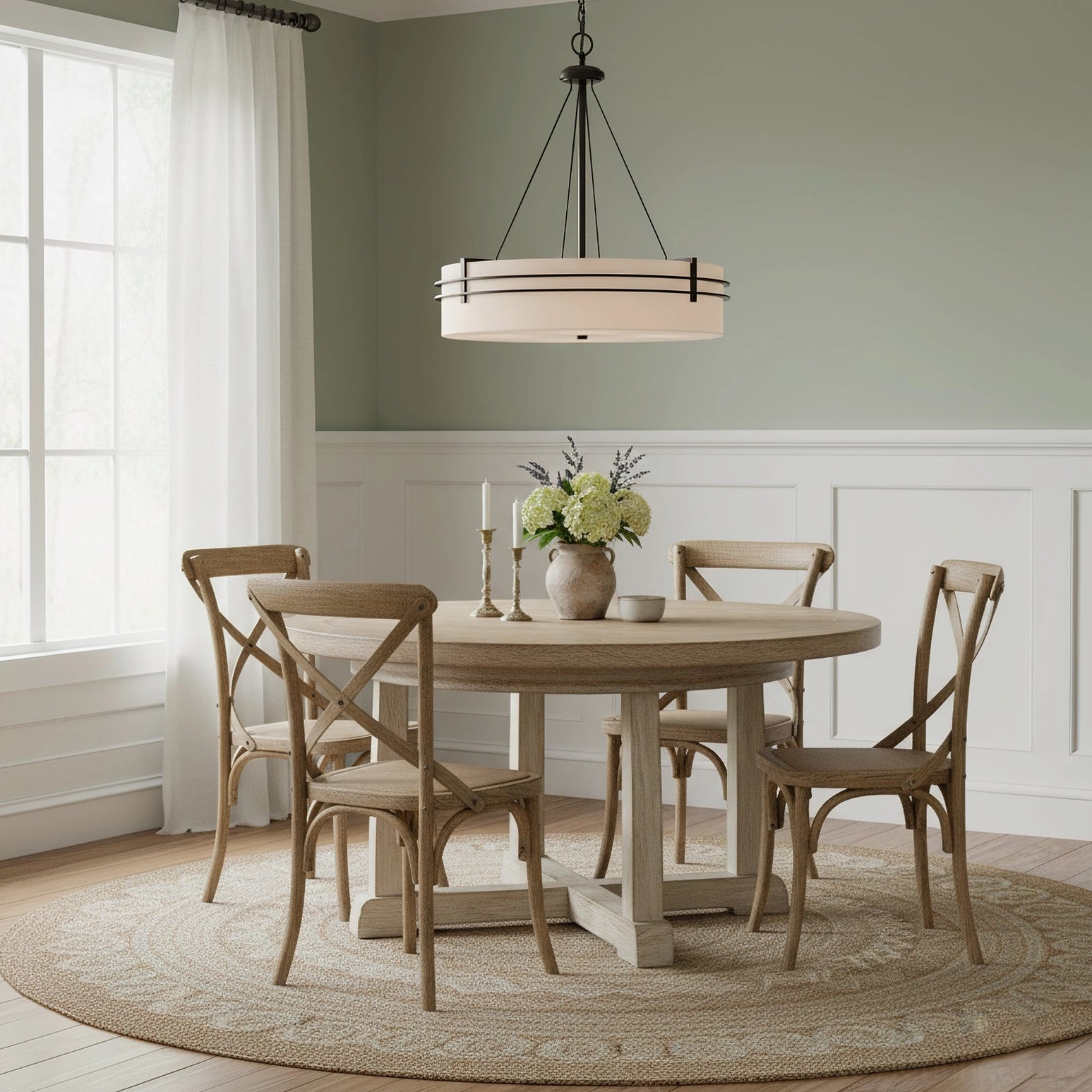 Heddle pendant lamp fixture installation and ceiling mount detail photograph