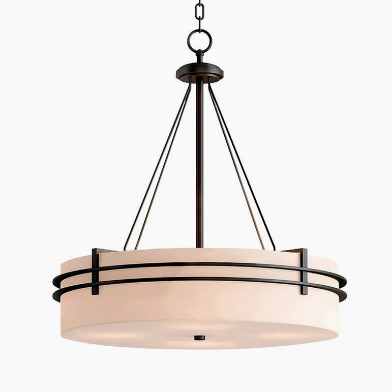 Large Heddle pendant lamp 70cm diameter installed in modern home interior