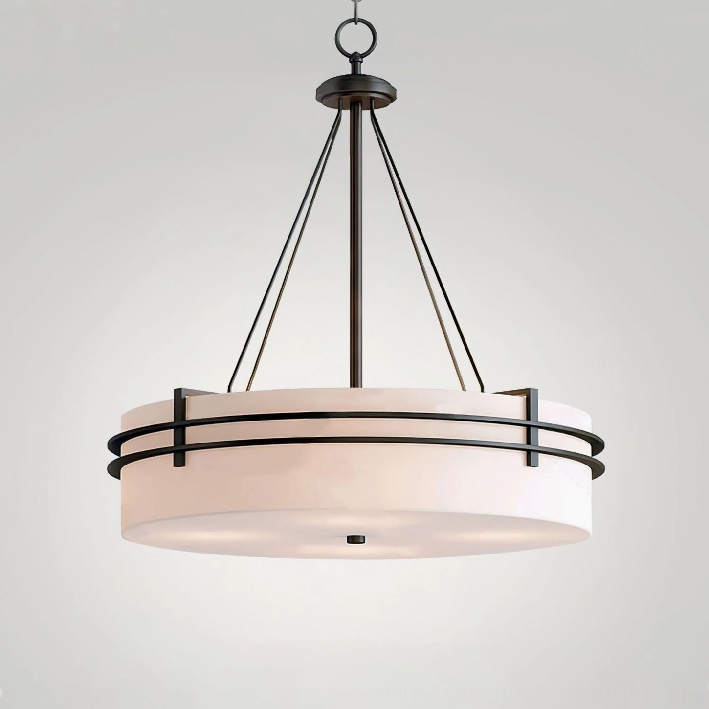 Heddle pendant fixture delivering soft warm glow in interior space lighting design