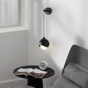 Helmet wall lamp black mounted in modern bedroom bedside corner minimalist decor